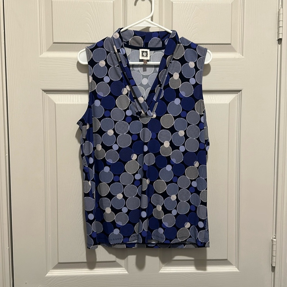 Blue/Black sleeveless blouse